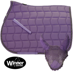 Sottosella Inglese trapuntato con cordone e cuffia abbinata Lilac