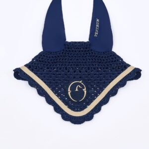 Leeds Horse Earnet - Cuffietta Blu Navy/Beige
