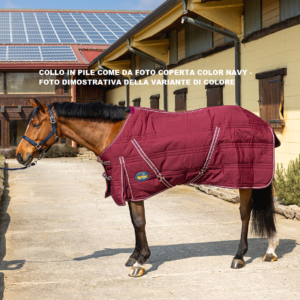 Coperta da box con collo in pile Bordeaux 400gr