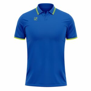 Polo cotone piquet Action Unisex Azzurro/Giallo Fluo