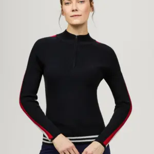 Maglione da equitazione Donna TH Carol con cerniera a 1/4 Desert Sky