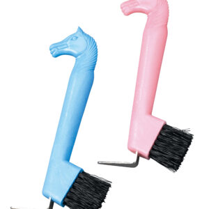 Nettapiedi per zoccoli con spazzola e testa di cavallo