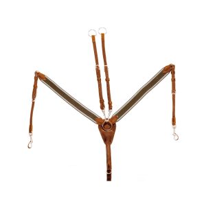 Pettorale elastico+martingala con forchetta in cuoio doppiato Cognac