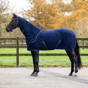 Coperta in pile goffrato per puledri e Falabella con collo staccabile Navy
